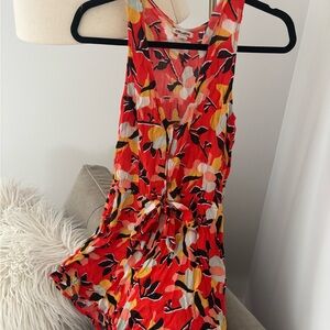 Billabong Black and Orange Jumpsuit with Bold Floral Design